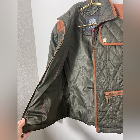 EUC Vince Camuto Quilted Green Elbow Patch Jacket Size Small - Picture 10 of 16